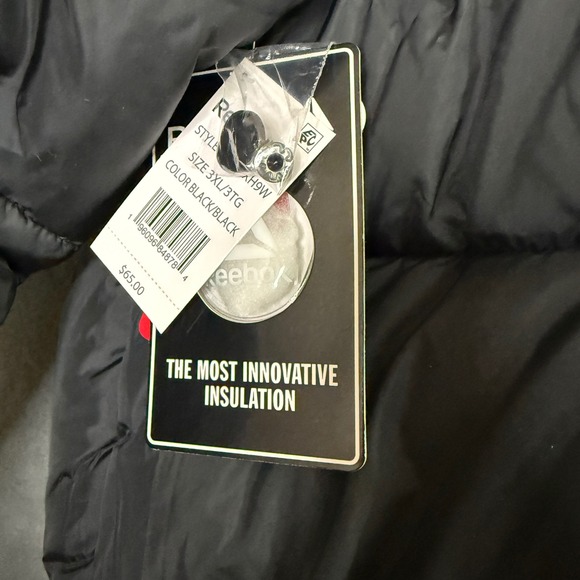 Reebok Men's Black Puffer Jacket Winter Insulated Size 3XL 3TG no hoodie - Picture 6 of 6